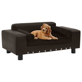 Dog Sofa Brown 31.9"x16.9"x12.2" Plush and Faux Leather