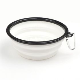 Portable Pet Feeder Travel Foldable Pet Dog Bowl Silicone Collapsible Slow 350ml/1000ml Feeding Bowl (Color: White, size: Diameter 18 cm)