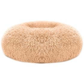 Pet Dog Bed Soft Warm Fleece Puppy Cat Bed Dog Cozy Nest Sofa Bed Cushion L Size (Color: Brown, size: L)