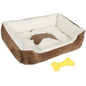 Pet Dog Bed Soft Warm Fleece Puppy Cat Bed Dog Cozy Nest Sofa Bed Cushion Mat S Size (Color: Brown, size: S)