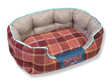 Touchdog 'Archi-Checked' Designer Plaid Oval Dog Bed (Color: Red, size: large)