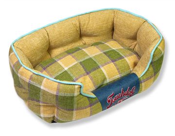 Touchdog 'Archi-Checked' Designer Plaid Oval Dog Bed (Color: Yellow, size: medium)