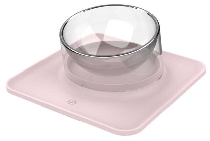 Pet Life 'Surface' Anti-Skid and Anti-Spill Curved and Clear Removable Pet Bowl (Color: Pink)