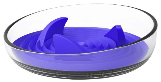 Pet Life 'Cirlicue' Shark Fin Shaped Modern Slow Feeding Pet Bowl (Color: Blue)
