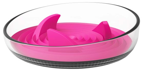 Pet Life 'Cirlicue' Shark Fin Shaped Modern Slow Feeding Pet Bowl (Color: Pink)