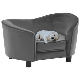Dog Sofa Gray 27.2"x19.3"x15.7" Plush and Faux Leather