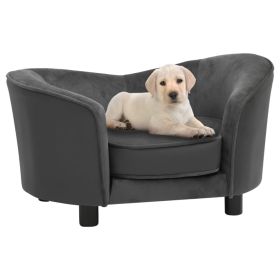 Dog Sofa Dark Gray 27.2"x19.3"x15.7" Plush and Faux Leather