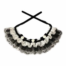 Retro Black Lace Collars Handmade Dog Necklace Cat Neckerchief Beads 8.2-11.2"