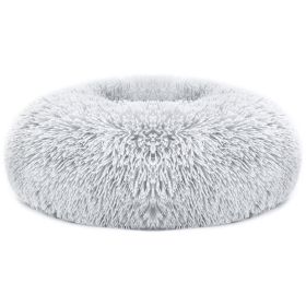 Pet Dog Bed Soft Warm Fleece Puppy Cat Bed Dog Cozy Nest Sofa Bed Cushion L Size (Color: Gray, size: L)