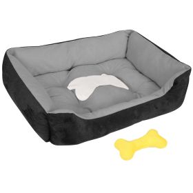 Pet Dog Bed Soft Warm Fleece Puppy Cat Bed Dog Cozy Nest Sofa Bed Cushion Mat M Size (Color: Black, size: M)
