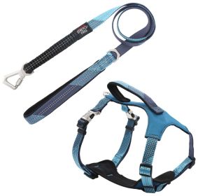 Pet Life 'Geo-prene' 2-in-1 Shock Absorbing Neoprene Padded Reflective Dog Leash and Harness (Color: Blue, size: medium)