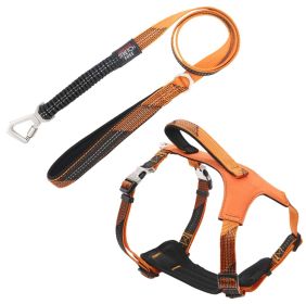 Pet Life 'Geo-prene' 2-in-1 Shock Absorbing Neoprene Padded Reflective Dog Leash and Harness (Color: Orange, size: small)
