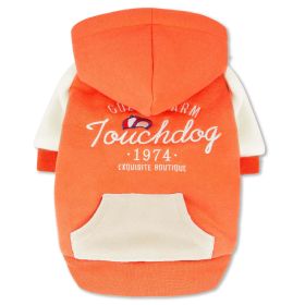Touchdog 'Heritage' Soft-Cotton Fashion Dog Hoodie (Color: Orange, size: small)