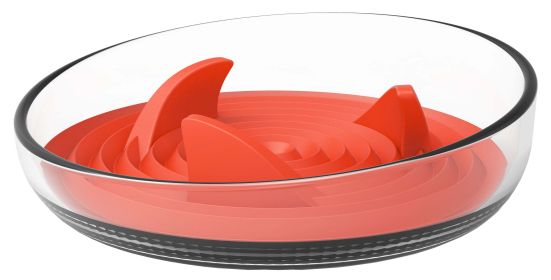 Pet Life 'Cirlicue' Shark Fin Shaped Modern Slow Feeding Pet Bowl (Color: Orange)