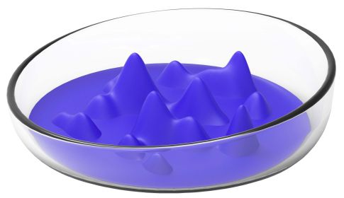 Pet Life 'Cirlicue' Mountain Shaped Modern Slow Feeding Pet Bowl (Color: Blue)