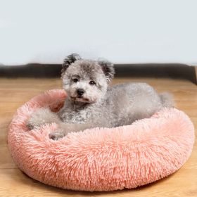 50cm Dog Bed Super Soft Washable Long Plush Pet Kennel Deep Sleep Dog House Velvet Mats Sofa For Dog Basket Pet Cat Bed RT (Color: Pink)